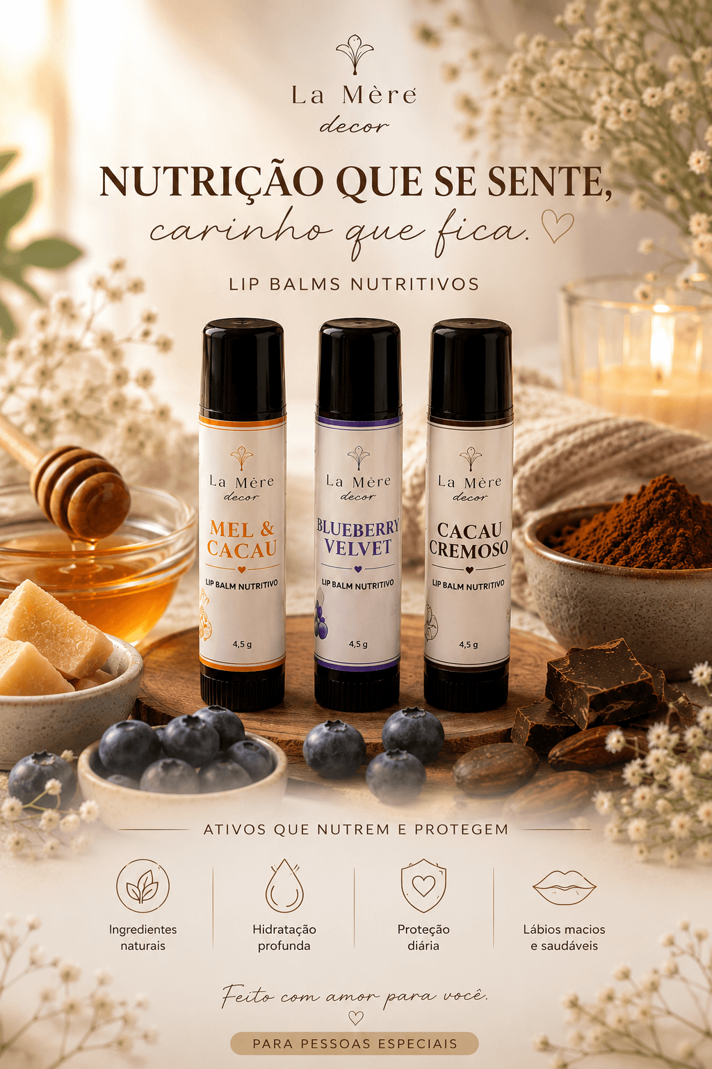 Lip Balm Nutritivo La Mère Decor Sabor:Mel & Cacau - 3